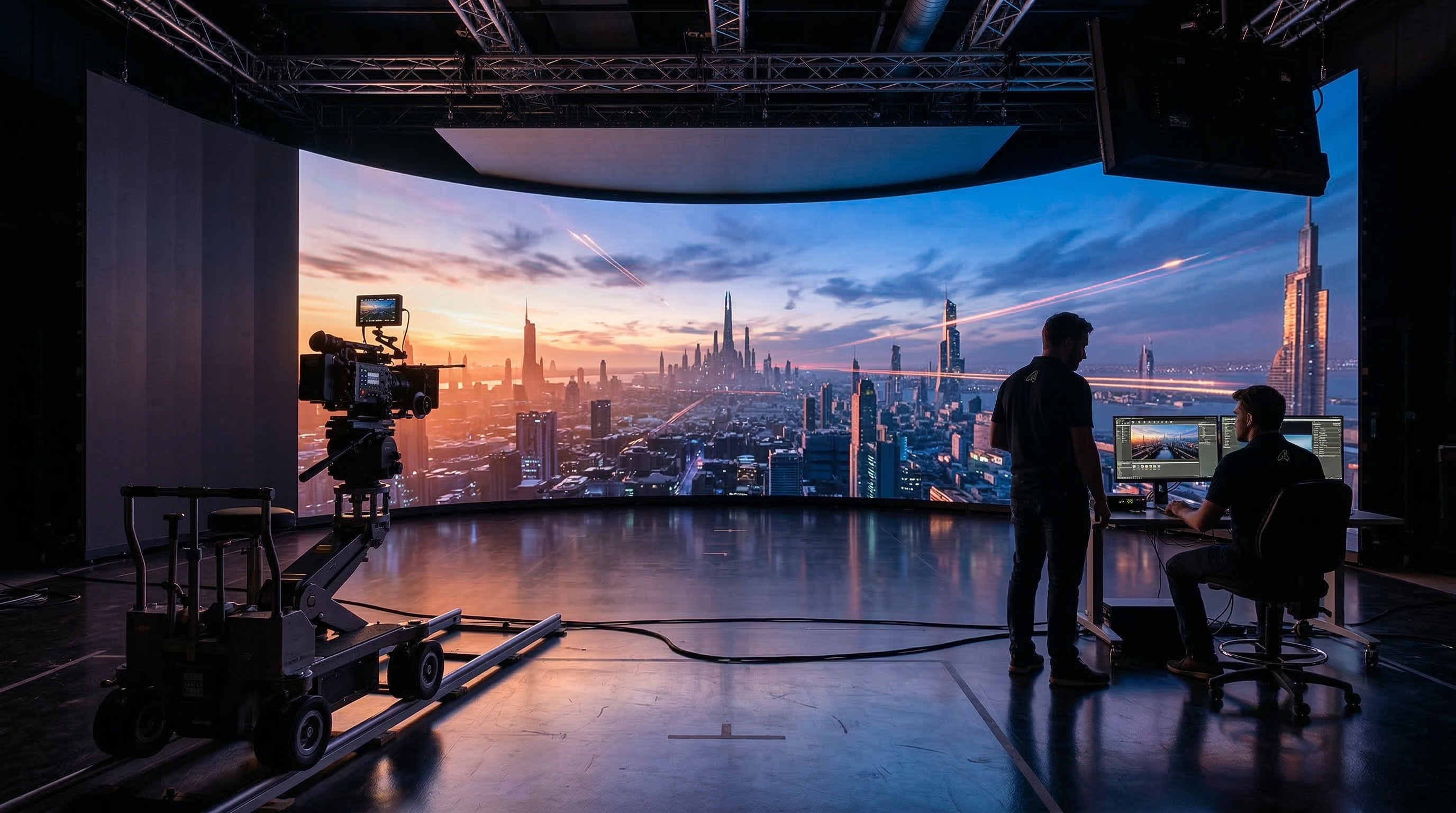 Virtual production stage with LED wall